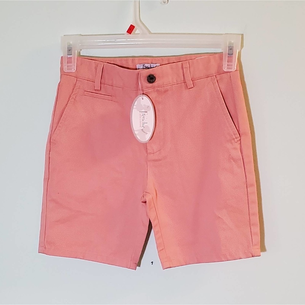 NWT! Frenchie Mini Couture Salmon Chino Shorts Size 7 (Boy)